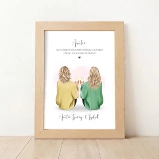 Personalised Auntie and Niece Wall Art