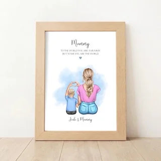 Personalised Mummy and Son Print