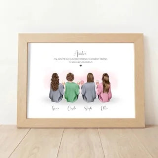 Personalised Auntie and Nieces Wall Art