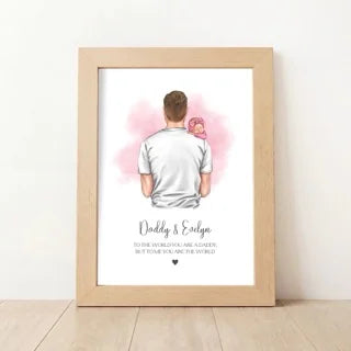 Personalised Daddy and Newborn Baby Print
