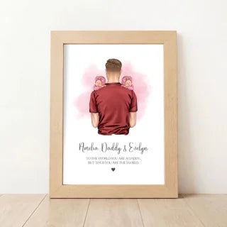 Personalised Newborn Twins and Daddy Print