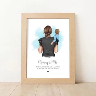 Personalised Mummy and Son Wall Art