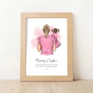 Personalised Mummy and Daughter Wall Art