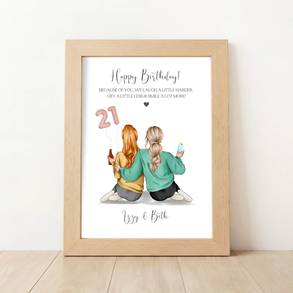 Personalised 21st Birthday Print for Friends