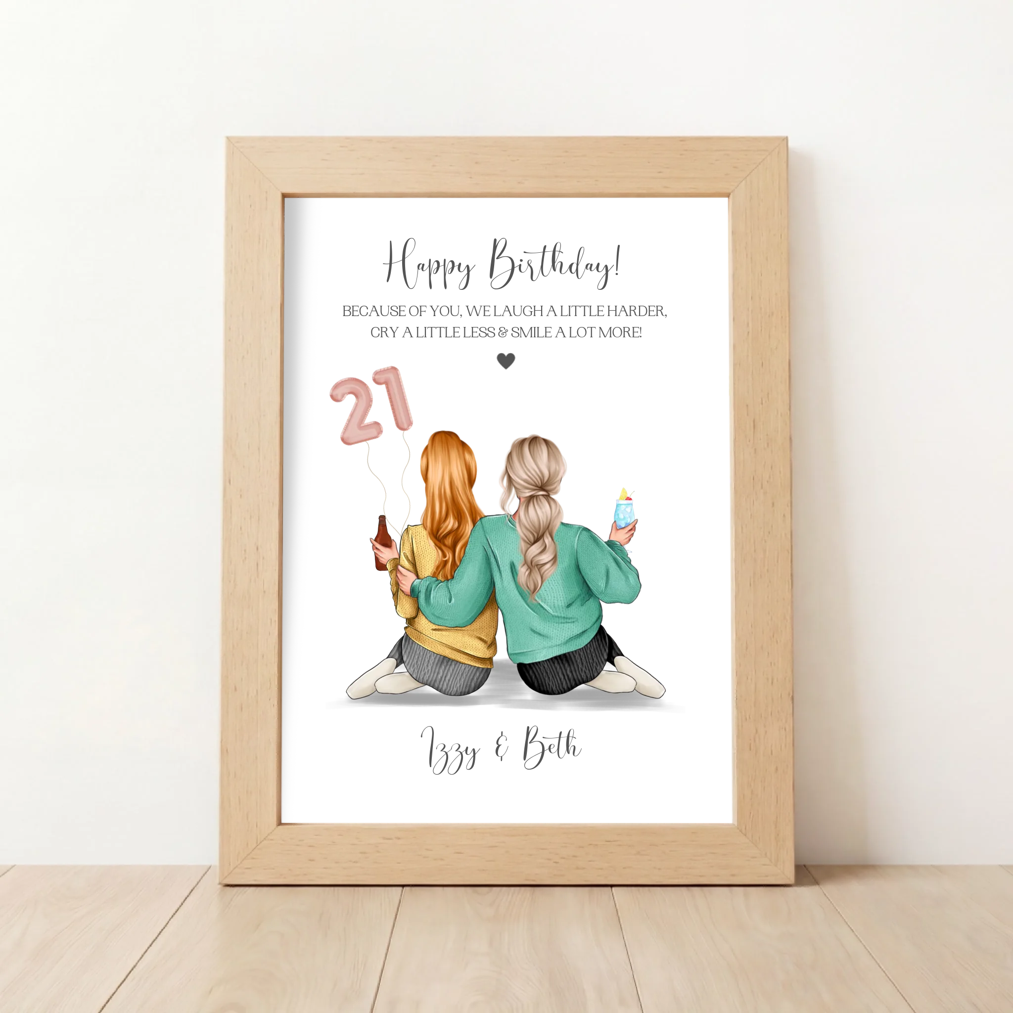 Personalised 21st Birthday Print for Friends