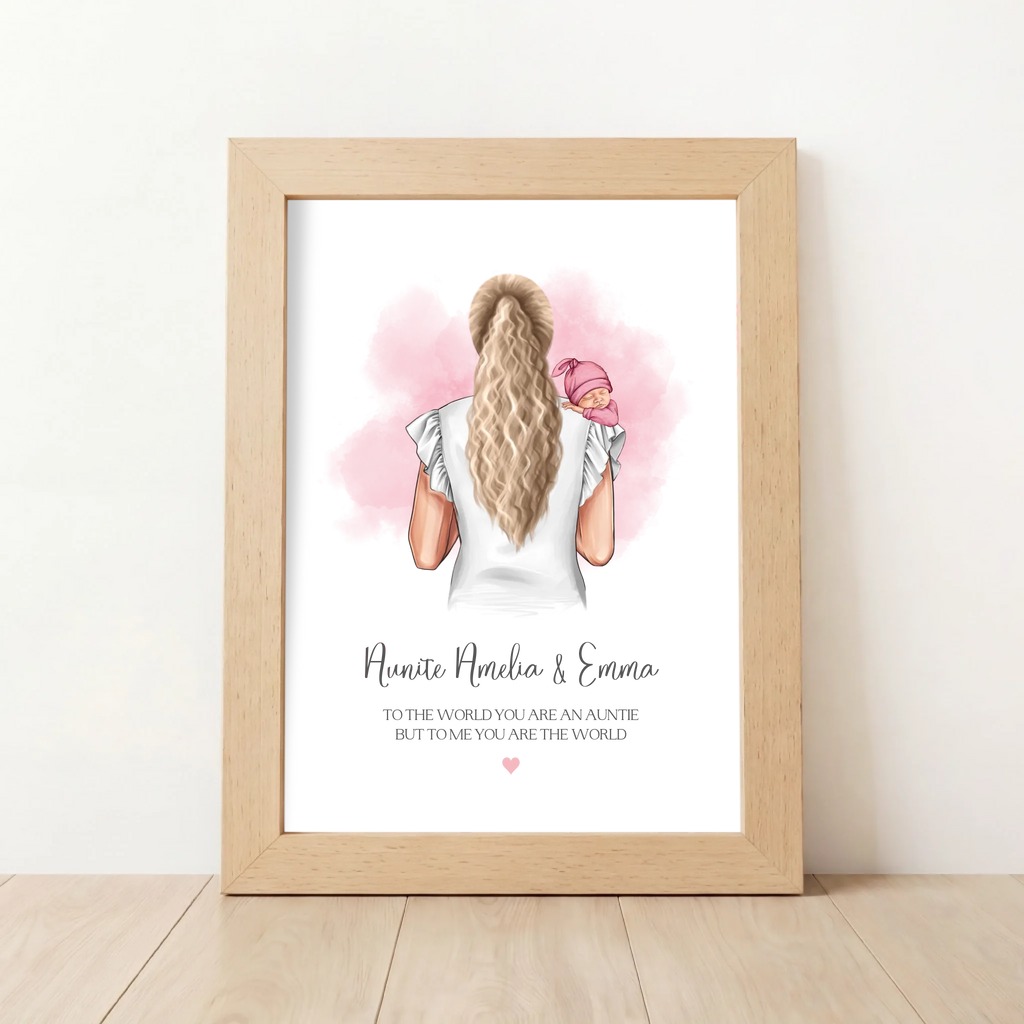 Personalised Auntie & Newborn Keepsake Print