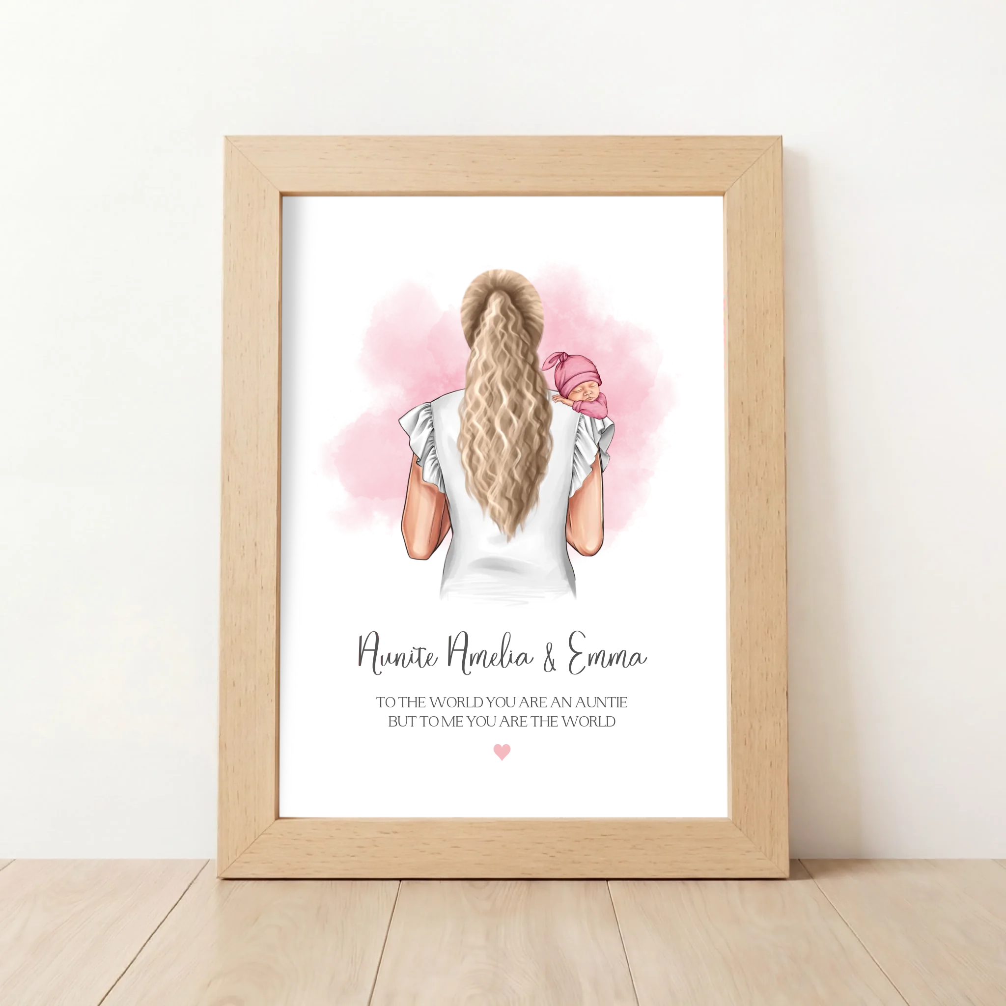 Personalised Auntie & Newborn Keepsake Print