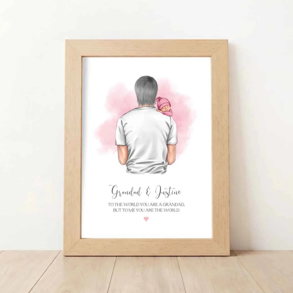 Personalised Grandad and Newborn Print