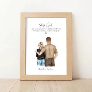 Personalised Step Dad and Step Daughter Print