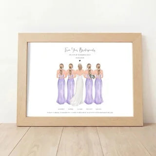 Personalised Bride and Bridesmaids Wedding Print