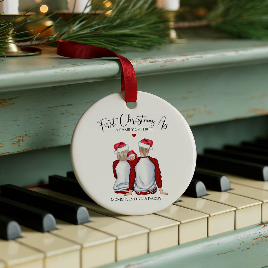 Personalised First Christmas as a Family of 3 Bauble | Family Ornament