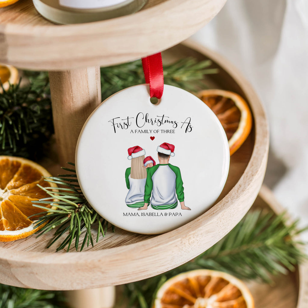Personalised First Christmas as a Family of 3 Bauble | Family Ornament
