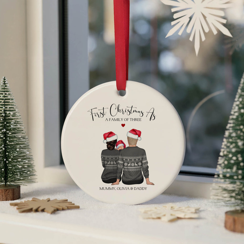 Personalised First Christmas as a Family of 3 Bauble | Family Ornament
