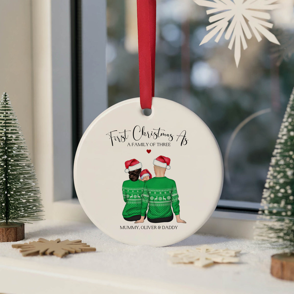 Personalised First Christmas as a Family of 3 Bauble | Family Ornament